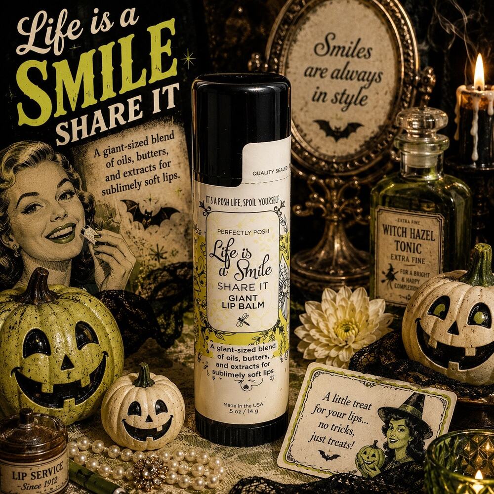 Perfectly Posh Life Is A Smile Share It Giant Lip Balm NEW Sealed Discontinued